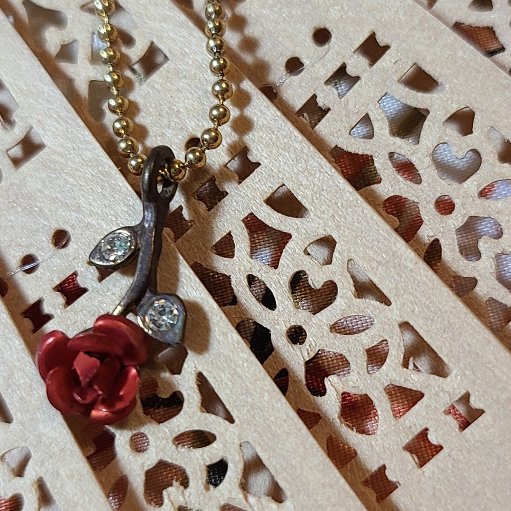 Red Rose charm necklace for sale today